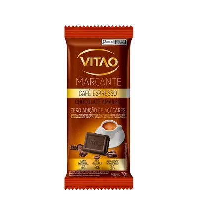 Chocolate Vitao Marcante Amargo Cafe Espresso Zero Açúcar 70g